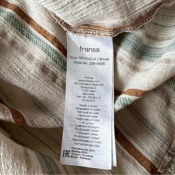 FRANSA Fanadja Blouse Cotton 3/4 Sleeves V Neck Size XL - Picture 14 of 15